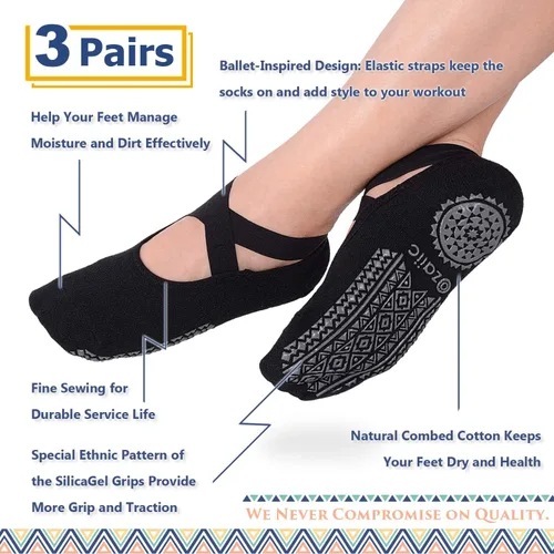 Miniatura 124 de Ozaiic - Calcetines de yoga para mujer con correas y agarres antideslizantes, ideales para pilates, Pure Barre, ballet, danza y entrenamiento