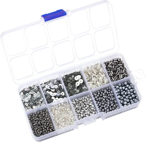 Miniatura 11 de Cuentas surtidas para la fabricación de joyas, cuentas de tubo de cristal para corneta, lentejuelas sueltas, varios tamaños para manualidades