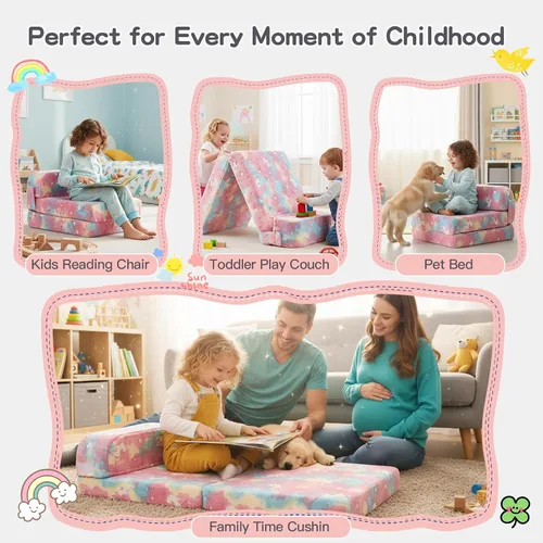 Miniatura 4 de Tiita Sofá cama plegable para niños, sofá cama plegable con funda extraíble, futón para niños, cama plegable para habitación de niños, sala