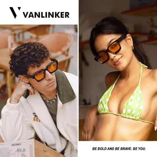 Miniatura 30 de VANLINKER Gafas de sol cuadradas gruesas para hombres y mujeres, retro, rectangulares, con protección UV400, VL9731
