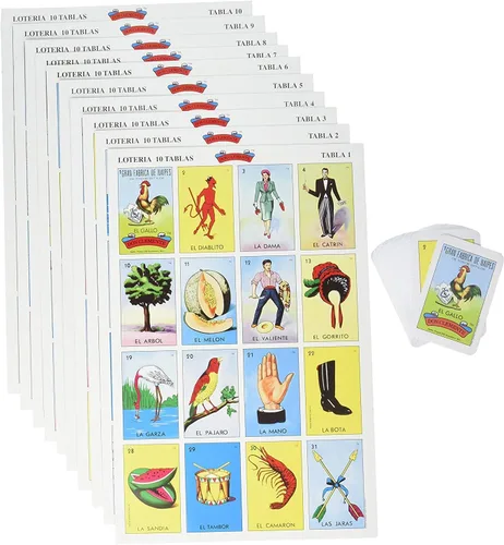 Paquete de 2 Don Clemente Mexican Jumbo Loteria Set, 20 Tablas Grandes y 2 Barajas de Cartas Loteria Mexicana Jumbo Paquete de 20 Tablas