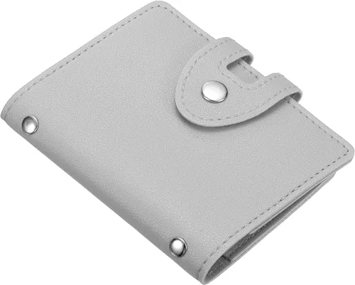 PATIKIL Soporte para tarjetas de crédito, 1 paquete de cartera delgada de cuero, organizador de almacenamiento de tarjetas de visita con 30 ranuras