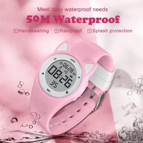 Miniatura 8 de Reloj deportivo digital para niñas y niños, monitor de actividad física con reloj despertador, cronómetro, relojes impermeables sin aplicación