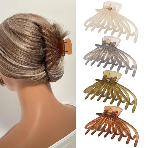 Pinzas para el cabello grueso, paquete de 4 pinzas de gelatina extra grandes para mujeres, accesorios para el cabello de 4.75 pulgadas para mujeres
