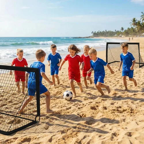 Miniatura 8 de Portería de fútbol, porterías de fútbol para niños para patio trasero, juego de 2, equipo de entrenamiento de red de fútbol de 4 x 3 pies, portería