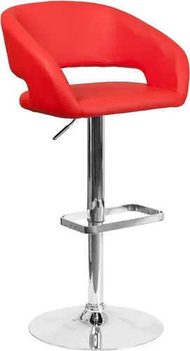Miniatura 23 de Flash Furniture Erik Taburete de bar contemporáneo de altura ajustable con reposapiés y respaldo medio redondeado, taburete tapizado o altura