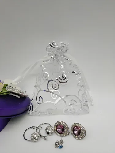 Miniatura 3 de Bolsitas de organza transparentes con impresión de ratán Ankirol, ideales para bodas y fiestas del bebé, para regalos o muestras (100 unidades)