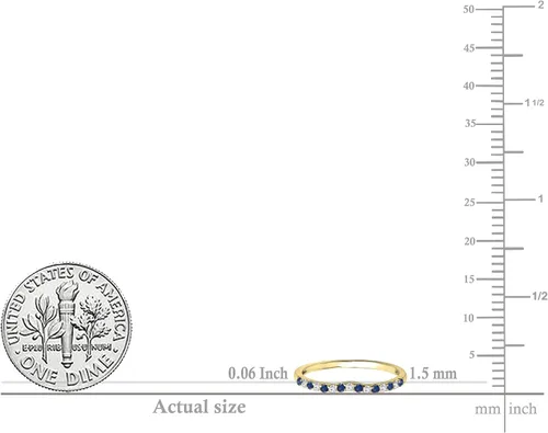 Miniatura 25 de Dazzlingrock Collection Alianza de boda redonda alternativa de zafiro azul y diamante blanco para mujer (0.10 qtw, color I-J, claridad I1-I3) en oro