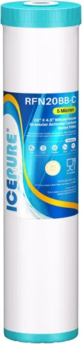 Miniatura 16 de ICEPURE CTO20BB-KDF - Filtro de agua para toda la casa, carbón activado con cáscara de coco y KDF, 5 micrones, 4.5 x 20 pulgadas, repuesto