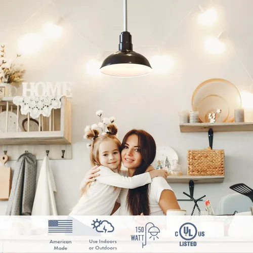 Miniatura 115 de Steel Lighting Co. El Segundo - Lámpara de granero Colgante montado en el techo Domo de 12 pulgadas Vástago de 12 pulgadas Luz de acero