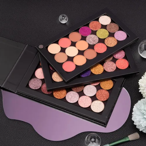 Miniatura 5 de Allwon Paleta magnética de rotación de 3 capas 3 en 1 Caja de almacenamiento vacía de paleta de maquillaje para sombra de ojos, lápiz labial, rubor