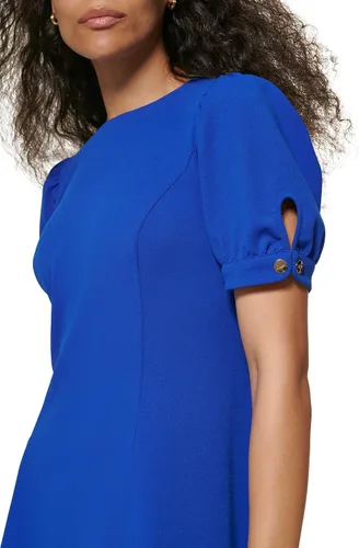 Miniatura 2 de DKNY Vestido de manga corta con cuello joya acampanado para mujer