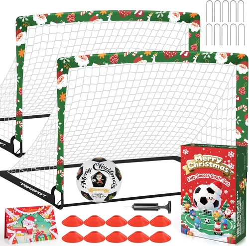 Miniatura 19 de Juego de porterías de fútbol para niños para patio trasero – 2 de 4 x 3 pies, equipo portátil de entrenamiento de portería de fútbol, red de fútbol