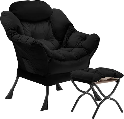 Miniatura 10 de Youtanic - Silla de Tela de Terciopelo Grueso y Acolchado, Cómoda Silla de Estar Contemporánea con Marco Estable, Sillón de Sofá de Ocio