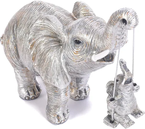 Miniatura 10 de Juego de 3 estatuas de elefante para decoración del hogar, bonitas figuras para estante, sala de estar, dormitorio, oficina, escritorio, estantería