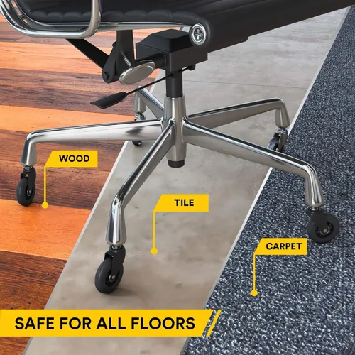 Miniatura 5 de Juego de 5 ruedas de repuesto para silla de oficina, no más alfombrillas para silla, ruedas para sillas de oficina para suelos de madera dura