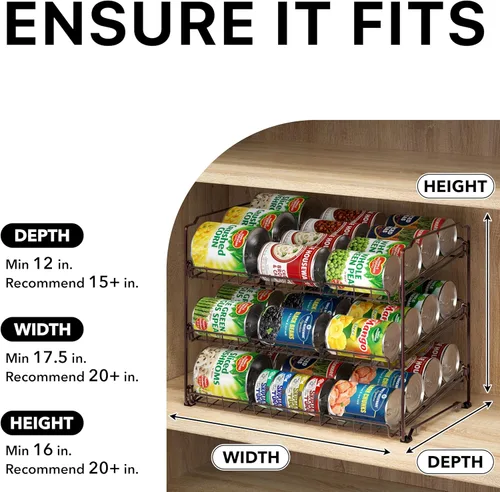 Miniatura 4 de Simple Houseware Estante Organizador de Latas Apilable para Despensa/Gabinete – 11.5 pulgadas de profundidad x 17 pulgadas de ancho x 13.75 pulgadas