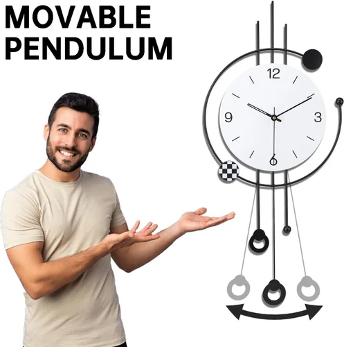 Miniatura 4 de SIN&MI Reloj de pared grande para decoración de sala de estar, gran arte decorativo de pared, reloj de péndulo, funciona con pilas, sin tictac