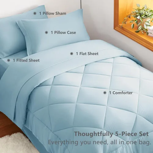 Miniatura 383 de CozyLux Juego de edredón tamaño King, color naranja quemado, toda la ropa de cama en una sola bolsa, 7 piezas: edredón, fundas de almohada
