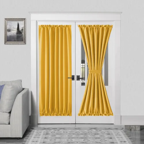 Miniatura 174 de DWCN Cortinas para puerta francesa: cortina térmica con bolsillo para barra para puertas con ventana de vidrio, puertas de cocina y patio