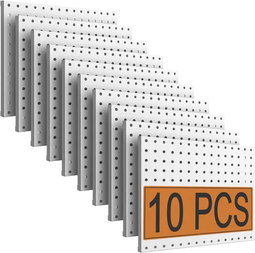 Miniatura 12 de PBHEPJ 4 paneles de metal para tablero de clavijas, tableros de clavijas resistentes para almacenamiento de herramientas de garaje y jardín, incluye