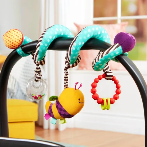 Miniatura 5 de B. toys - B. baby - Wiggle Wrap- Juguete para bebé - Juguete para asiento de automóvil, cochecito, cuna - Espiral con 3 juguetes colgantes