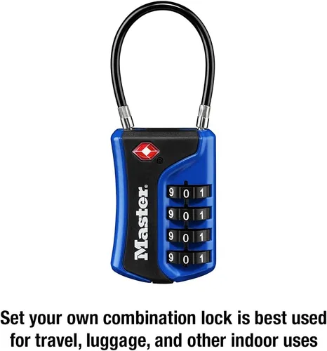 Miniatura 5 de Master Lock 4697D Establece tu propia combinación de candado de equipaje aprobado por la TSA, 1 paquete, los colores pueden variar