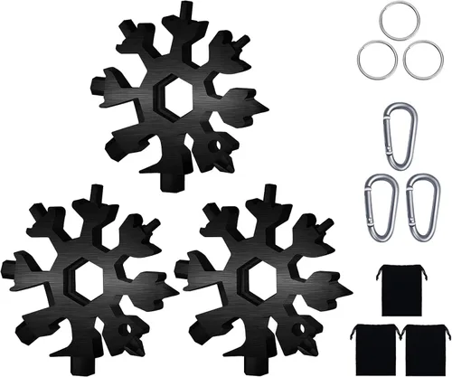 Miniatura 8 de Multiherramienta de copo de nieve, 2 piezas de acero inoxidable 18 en 1 multiherramienta estándar de copo de nieve, llave de copo de nieve