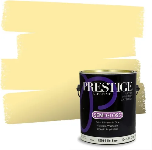 Miniatura 248 de PRESTIGE Pinturas Pintura Exterior e Imprimación En Uno, 1 Galón, Satinado, Pareja Comparable de Benjamin Moore* Amarillo* 320BM-PCM