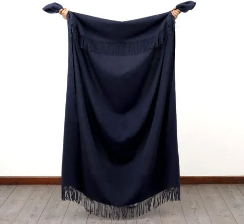 Miniatura 3 de Junin Pride - Manta de lana de alpaca tejida, suave, cálida, diseño de color sólido, Perú, 72 x 61 pulgadas (azul)