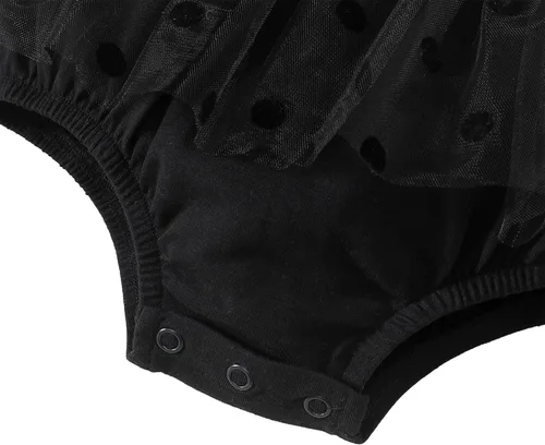 Miniatura 5 de ROMPERINBOX Vestido de verano negro con volantes para bebé, recién nacido, de tul para recién nacido, de 0 a 24 meses