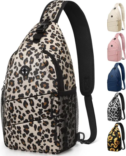 Miniatura 18 de Pritent Bolsos cruzados para mujeres y hombres, mochila de moda, bolsa casual para el pecho con correa de hombro convertible Negro