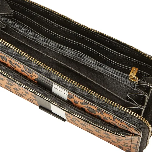 Miniatura 5 de Fossil Logan RFID - Cartera de piel con cierre para mujer con correa de muñeca