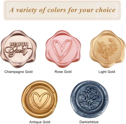 Miniatura 6 de Yoption Juego de 210 cuentas de cera de sellado de oro antiguo para invitaciones de boda, tarjetas de Navidad, sobres, paquetes de vino, regalos
