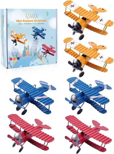 eZAKKA - Avión decorativo vintage, mini modelo de avión decorativo de metal colgante, aeronave de hierro forjado, biplano, colgante, juguetes para