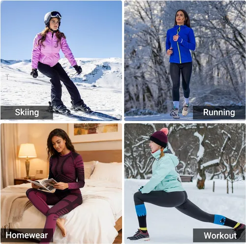 Miniatura 6 de MEETWEE - Ropa interior térmica para mujer, conjunto de primera capa de compresión para invierno, pantalones largos forrados de forro polar