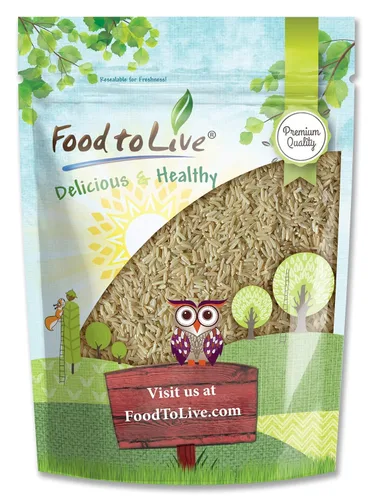 Food to Live Arroz integral de grano largo, 1 libra, grano entero, crudo, sin pulir, kosher, arroz vegano. Flavor de nuez, textura masticable.