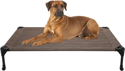 Miniatura 25 de Veehoo Outdoor Elevated Dog Bed for Large Dogs, Cooling Raised Dog Cot Off Ground Hammock Pet Beds with Breathable Mesh, No-Slip Feet, 50"x32