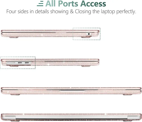 Miniatura 7 de MEEgoodo Funda con purpurina para MacBook Air de 13 pulgadas 2026 2025 2024 2022, compatible con los modelos A3449 (M5)/A3240 (M4)/A3113 (M3)/A2681