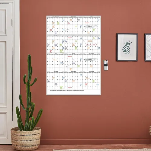 Miniatura 6 de Calendario de pared de borrado en seco, 38 x 26 pulgadas, calendario anual sin fecha en blanco, planificador laminado de alta calidad, calendario
