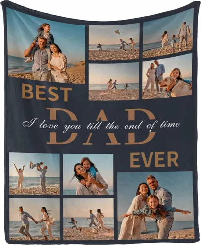 Miniatura 20 de InterestPrint Customized Blankets with Photos Gifts for Dad on Father's Day Birthday, Dad Blanket from Daughter Son Wife Personalized Throw Gifts