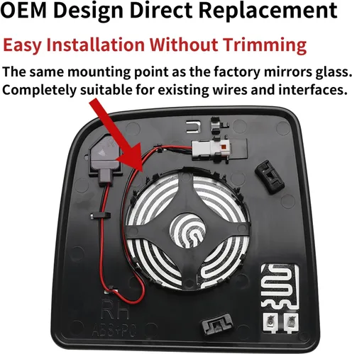 Miniatura 3 de Espejo lateral del pasajero de repuesto para Nissan Titan 2016 2017 2018 2019 – Espejo lateral derecho, espejo retrovisor de vidrio con calefacción
