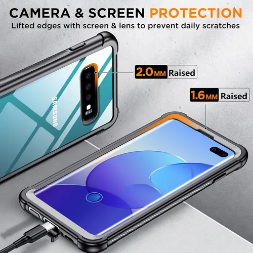 Miniatura 5 de Funda para Samsung Galaxy S10 Plus, protector de pantalla integrado con orificio para huella dactilar, protección de cuerpo completo, carga