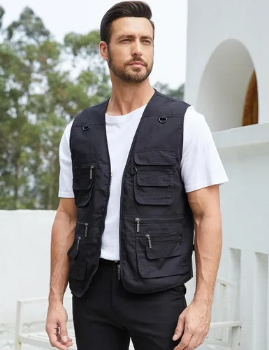 Miniatura 4 de Gihuo - Chaleco de pesca para hombre, con bolsillos, para viajar, ir de safari o practicar tiro