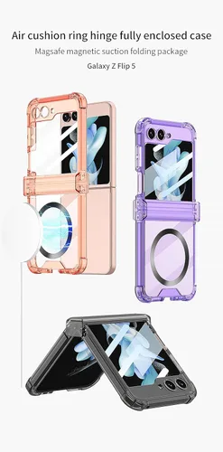 Miniatura 7 de Funda magnética integrada con protector de pantalla para Samsung Galaxy Z Flip 5 4, compatible con MagSafe, protección de bisagra completa, funda