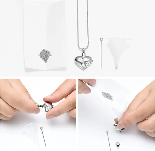 Miniatura 11 de Imrsanl Collar con dije de urna de cremación en forma de corazón para cenizas humanas – Un pedazo de mi corazón vive en el cielo