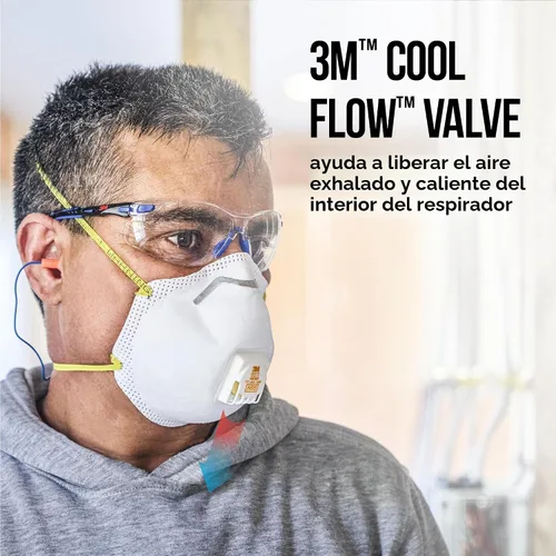 Miniatura 2 de 3M Respirador N95 8511, Válvula de Flujo Fresco, Paquete de 10, APROBADO POR NIOSH, Medios Filtrantes Avanzados Para Respiración Fácil, Cómodo Para