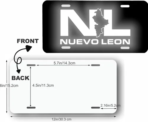 Miniatura 4 de Nuevo Leon NL - Placa de matrícula de aluminio de 6 x 12 pulgadas, gráfico reflectante