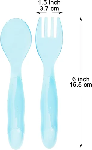 Miniatura 2 de Youngever 18 utensilios de plástico para niños pequeños, tenedores de plástico para niños, cucharas para niños, tamaño grande, juego de 9 en 9