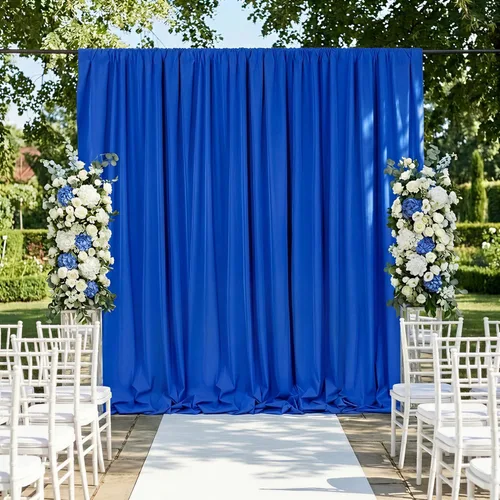 Miniatura 45 de Cortinas de Telón de Fondo Blanco de 2 Paneles 5 x 1,5 m de Poliéster, Telón de Fondo para Fotografía, Cortinas para Decoración de Fondo de Boda